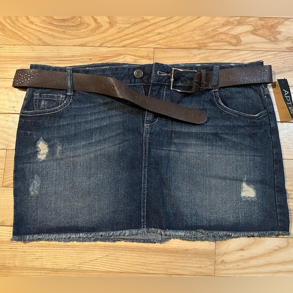 Distressed Denim Jean Skirt